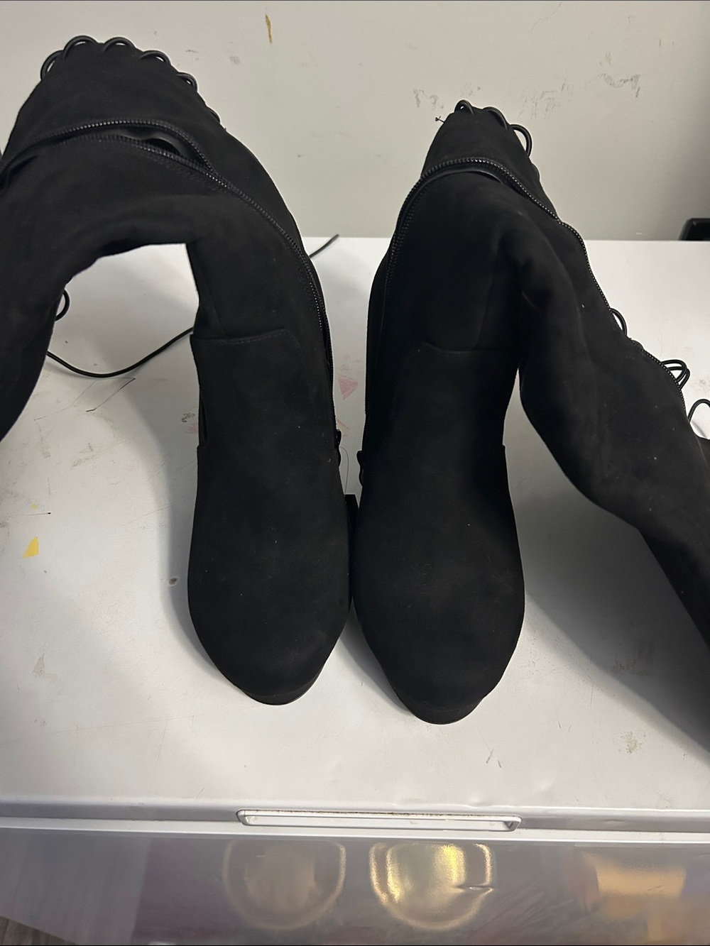 Classic Black Lace-Up Over-the-Knee Boots